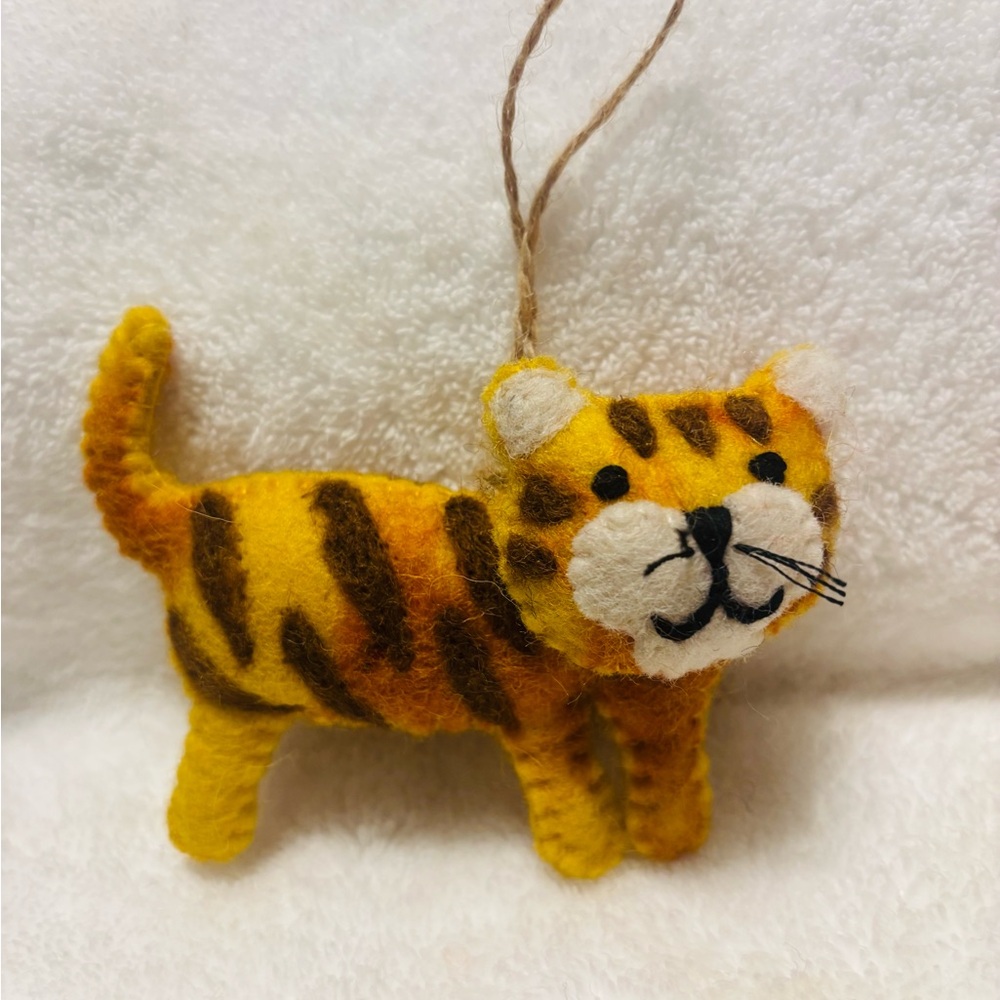 Plush Tiger Cat Toy - Yellow and Brown